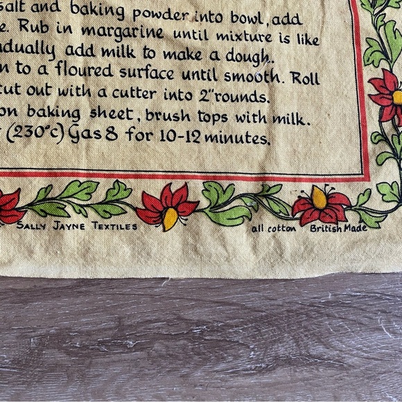 Vintage Sally Jayne Textiles all Cotton British made tea towel recipes wallhang - Picture 2 of 4